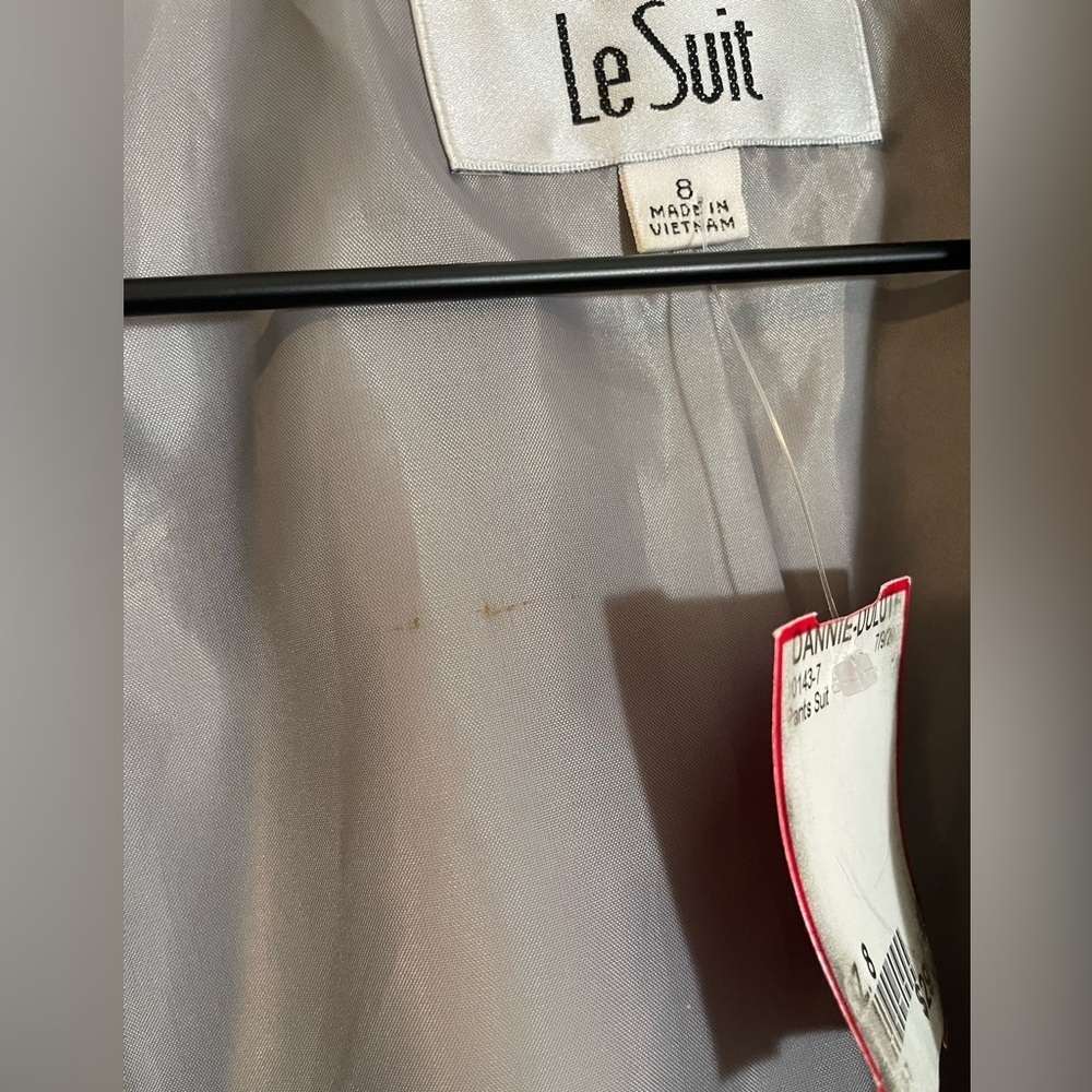 Le Suit Blazer Jacket Gray Silver Women’s Size 8 Professional Career Pleating - Picture 7 of 14